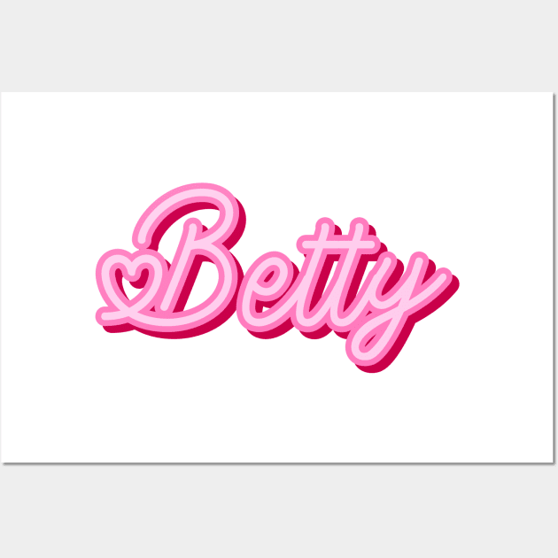 Betty name pink heart Wall Art by maoudraw